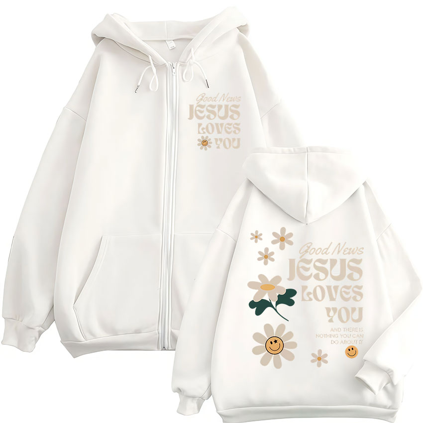 Goed nieuws Jezus houdt van je - Mens Fashion Zip Up Hoodies recensie en prijs